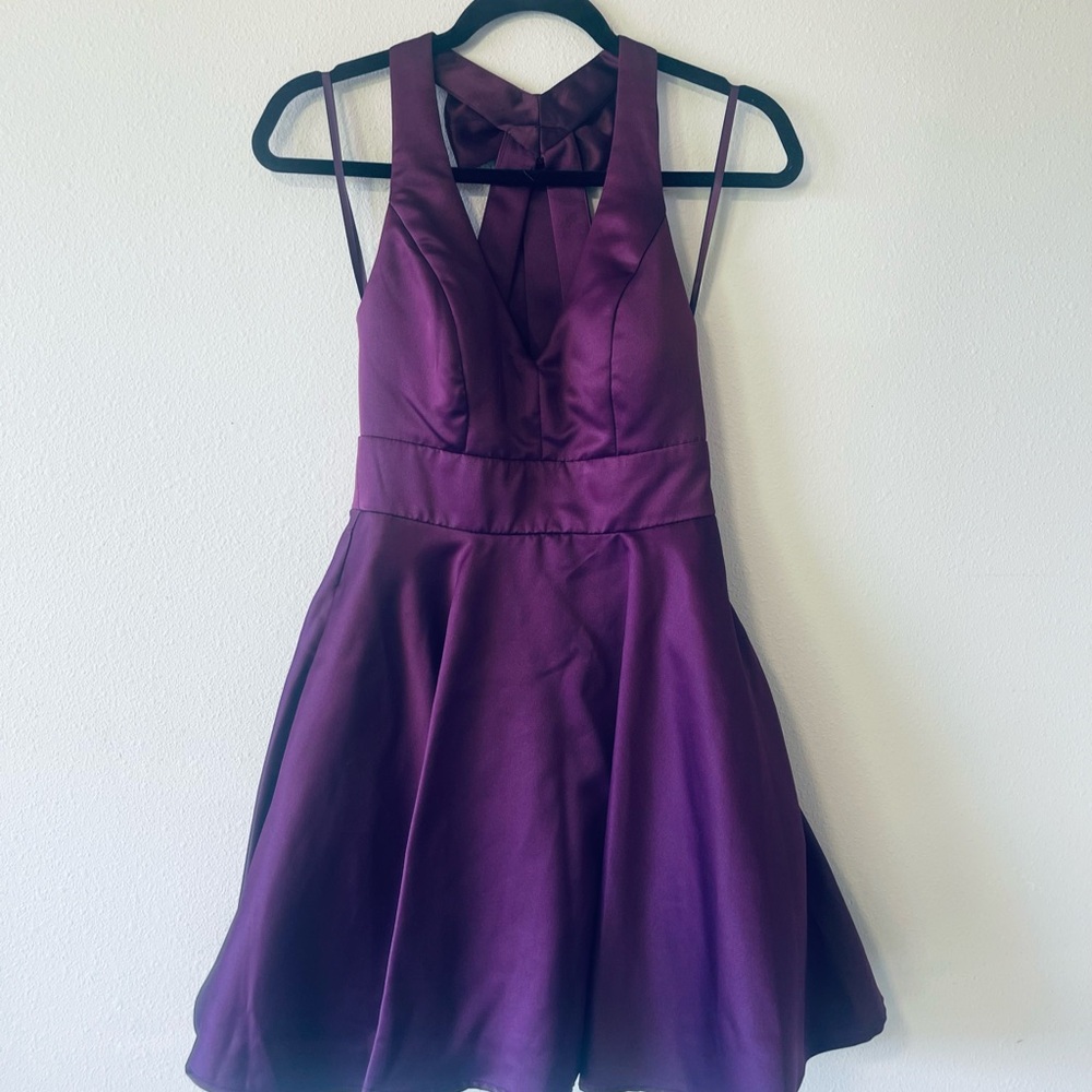 City Vibe Purple Halter Dress